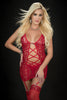 3pc Open Front Criss Cross Garter Dress - One Size - Red Burnt