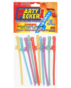 Party Pecker Sipping Straws 10 Pc Bag - 5 Assorted Colors