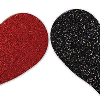 Nipplicious - Heart Shape Pasties - Glitter  -  Red and Black