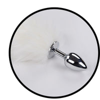 Foxy Tail - Light Up Faux Fur Butt Plug - White Plug - White