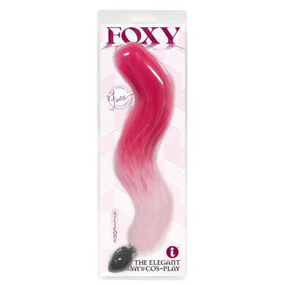 Foxy Fox Tail Silicone Butt Plug - Pink Gradient