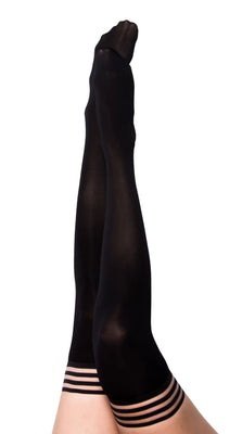 Danielle - Black Opaque Thigh High - Size a - Black