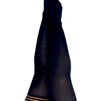 Danielle - Black Opaque Thigh High - Size D -  Black