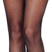 Crotchless Fishnet Pantyhose - Queen Size - Black