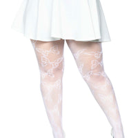 Butterfly Net Tights - 1x/2x - White