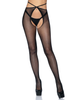 Micro Net Strappy Crotchless Tights - One Size - One Size -Black