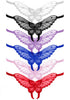 Butterfly Crotchless Panty With Pearl Accents - Assorted Colors - One Size