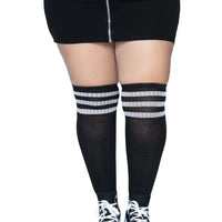 Over the Knee Athletic Socks -1x-2x - Black-white