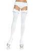 Opaque Thigh Highs With Satin Ruffle Trim and Bow - One Size - White
