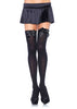 Opaque Thigh Highs With Satin Bow Accent - One Size - Black