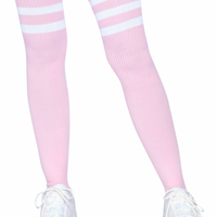 3 Stripes Athletic Ribbed Thigh Highs - One Size - - One Size - Light Pink