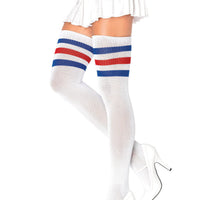 3 Stripes Athletic Ribbed Thigh Highs - One Size
