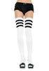 Athletic Ribbed Thigh Highs - One Size - White