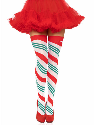 Holiday Ribbon Thigh High - Swirl