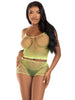 2 Pc Net Tank Top With Boy Shorts - One Size - Lime