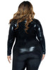 Lame Zipper Front Catsuit - 3x-4x - Black