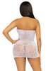 Rhinestone Lace and Net Mini Dress - One Size -  White