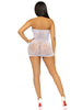 Rhinestone Lace and Net Mini Dress - One Size -  White