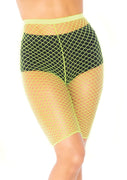 Industrial Fishnet Biker Shorts - One Size - Neon Yellow