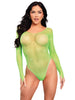 Rhinestone Snap Crotch Bodysuit - One Size - Neon  Green