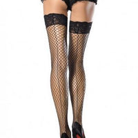 Stay Up Lace Top Thigh Highs With Backseam - One Size - Black