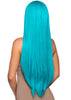 33 Inch Long Straight Center Part Wig Turquoise