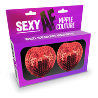Sexy Af Nipple Couture  Red Sequin Hearts