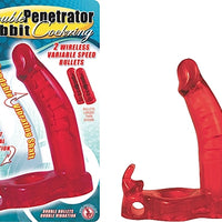 Double Penetrator Rabbit Cock Ring -Red