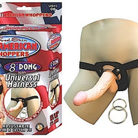 All American Whoppers 8-Inch Dong With Universal Harness - Flesh