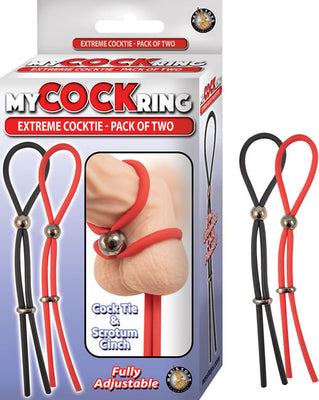 My Cockring Extreme Cocktie-Pack of Two - Black- Red