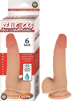 Realcocks Self Lubricating Dong - 6 Inch - Flesh