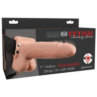 Fetish Fantasy Series 7" Hollow Rechargeable Strap-on With Balls - Flesh