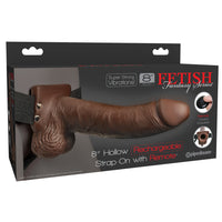 Fetish Fantasy Series 8" Hollow Rechargeable Strap-on With Remote - Brown