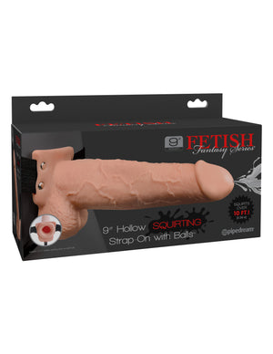 Fetish Fantasy Series 9" Hollow Squirting Strap-on With Balls - Flesh