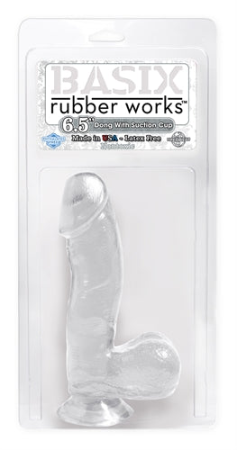 Basix Rubber Works - 6.5 Inch Dong With Suction Cup - Clear