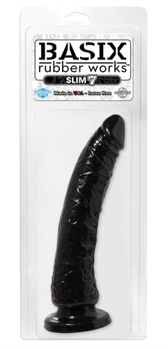 Basix Rubber Works - Slim 7 Inch With Suction Cup - Black