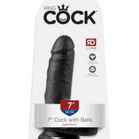 King Cock 7-Inch Cock With Balls - Black
