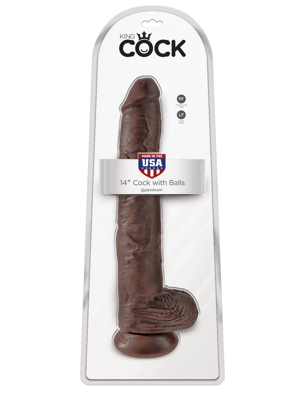 King Cock 14" Cock With Balls - Brown