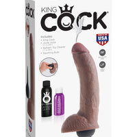 King Cock 9 Inch Squirting Cock With Balls - Brown