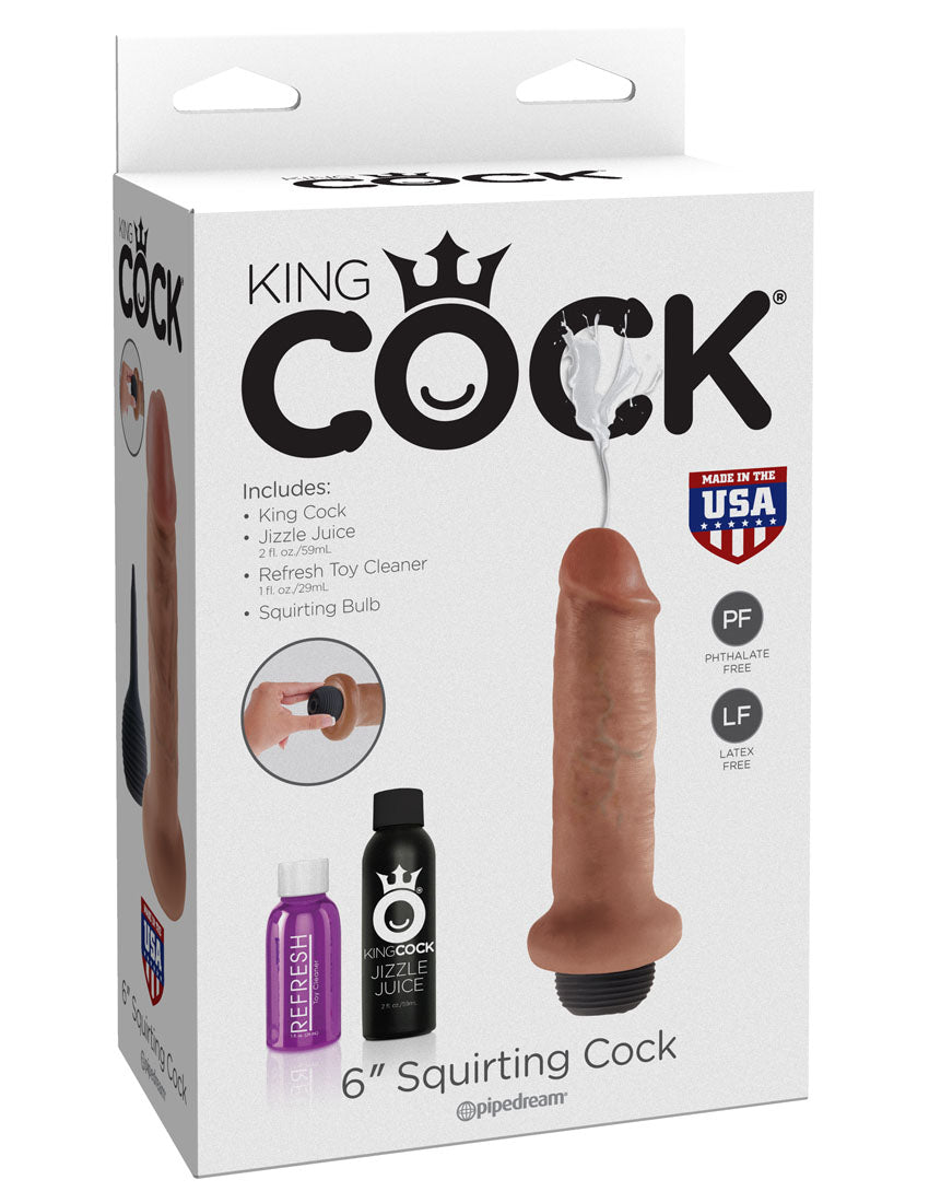 King Cock 6" Squirting Cock - Tan