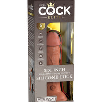 King Cock Elite 6 Inch Vibrating Silicone Dual  Silicone Dual Density Cock - Tan