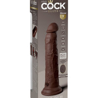 King Cock Elite 9 Inch Vibrating Silicone Dual  Density Cock With Remote - Brown