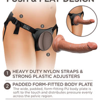 King Cock Elite Comfy Silicone Body Dock Kit -  Harness and 7 Inch Dildo - Tan