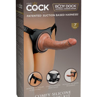 King Cock Elite Comfy Silicone Body Dock Kit -  Harness and 7 Inch Dildo - Tan