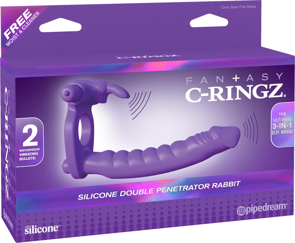 Fantasy C-Ringz Silicone Double Penetrator Rabbit - Purple