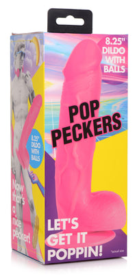 Pop Pecker 8.25 Inch Dildo With Balls - Pink