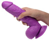 Pop Pecker 8.25 Inch Dildo With Balls - Purple