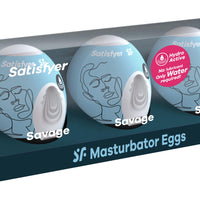 3 Pc Set Masturbator Egg - Savage - Blue