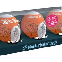 3 Pc Set Masturbator Egg - Crunchy - Orange