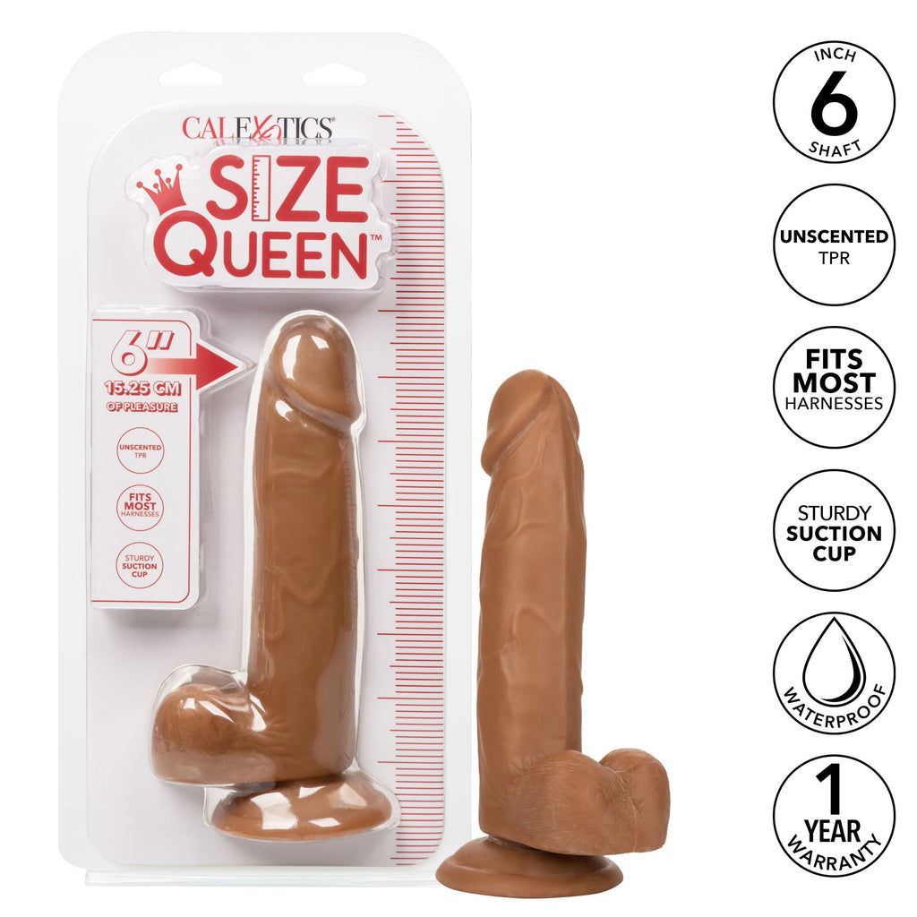 Size Queen 6 inch-15.25 Cm - Brown